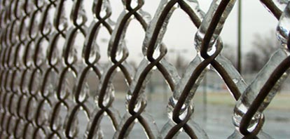 Ice on fence